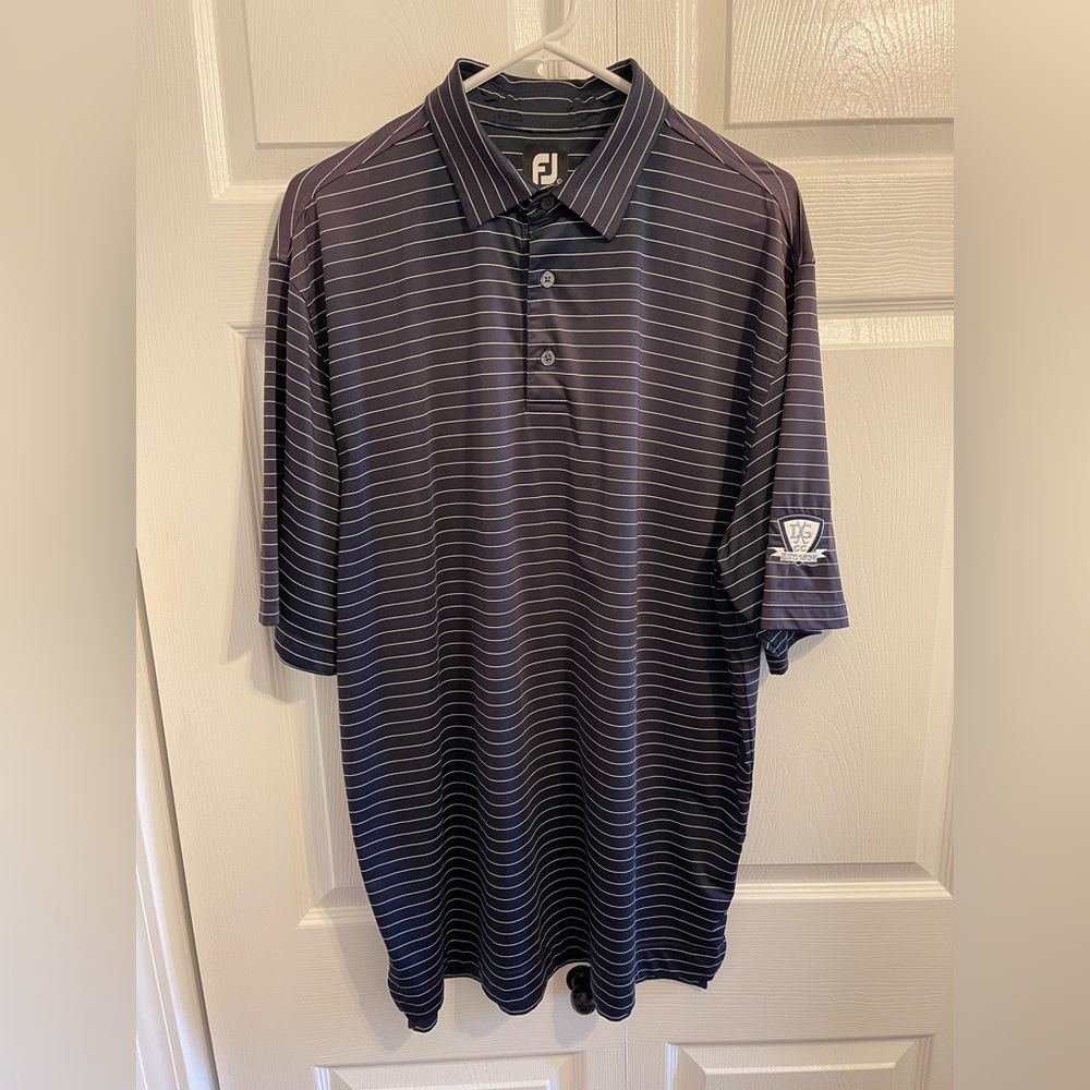 Footjoy Polo Shirt Mens Size L Stripe Golf Performance Stretch - Picture 2 of 7